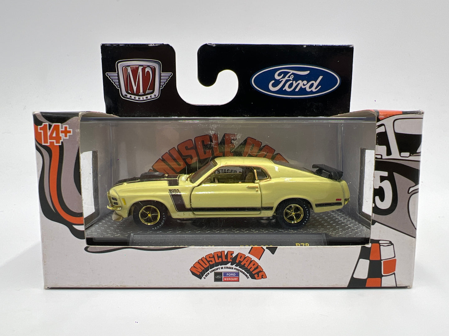 M2 Machines CHASE 1970 Ford Mustang Boss 302 Yellow R78