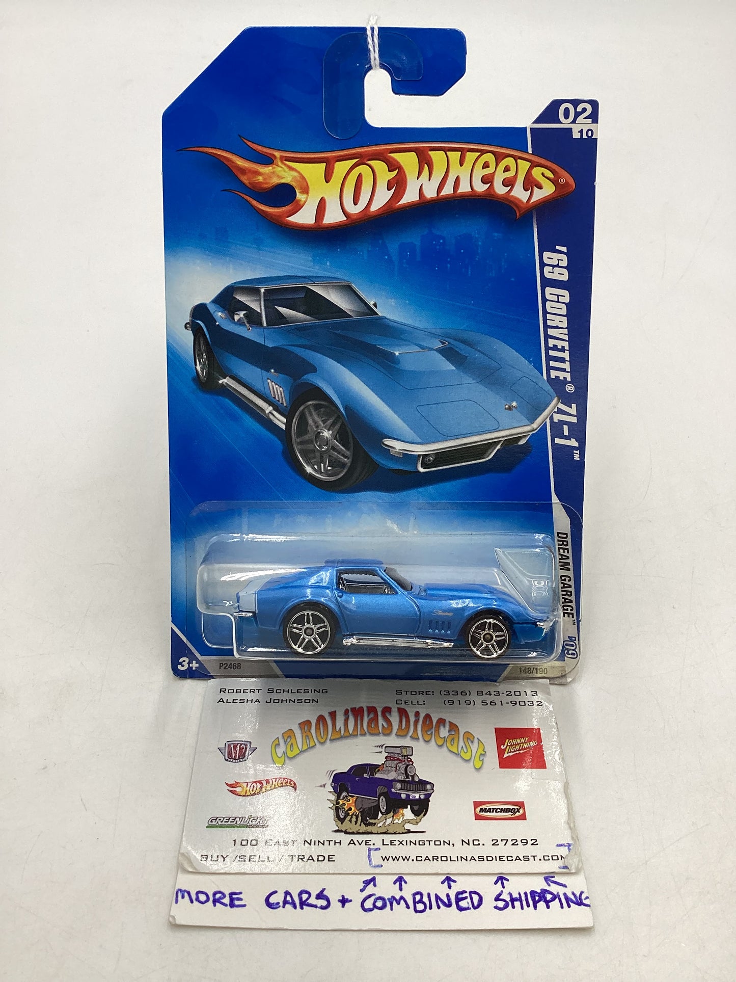 2009 Hot Wheels #148 69 Corvette ZL-1 Blue 5F