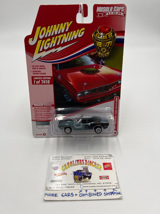 Johnny Lightning Muscle Cars U.S.A Class of 1971 Release 2 Version B 1971 Plymouth Cuda Convertible Winchester Gray 229H