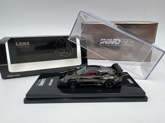 Inno64 Models 1/64 Scale Liberty Walk Ferrari F40 Chrome Black