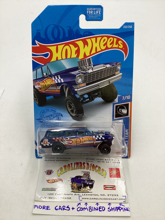 2021 Hot Wheels #232 Super Treasure Hunt 64 Nova Wagon Gasser W/Protector Cracked Blister