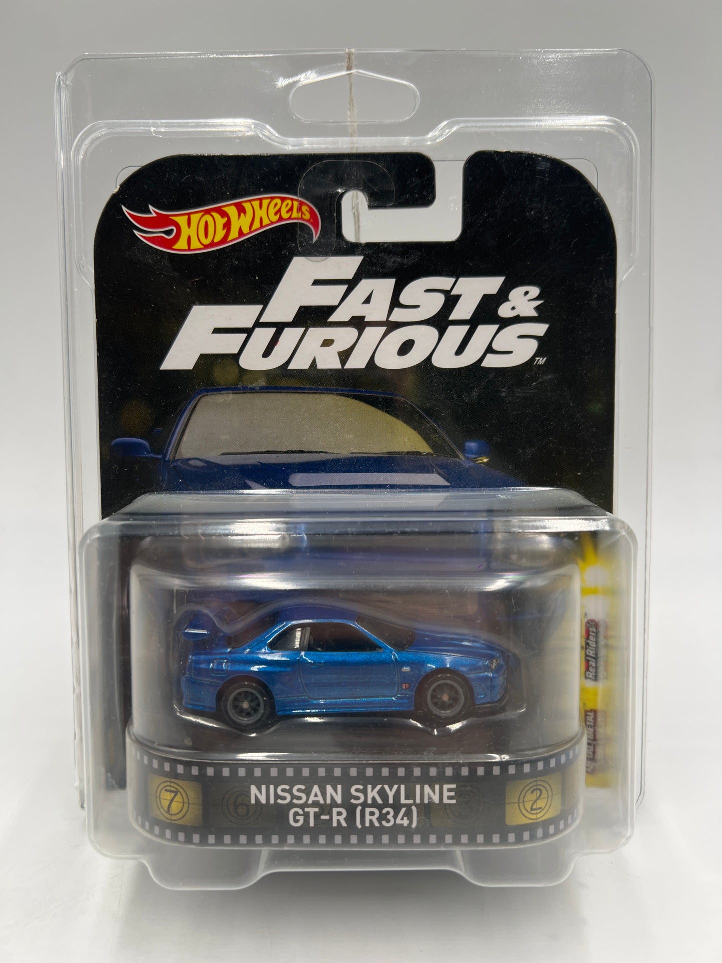 Hot Wheels Retro Entertainment Fast & Furious Nissan Skyline GT-R R34 Blue W/Protector