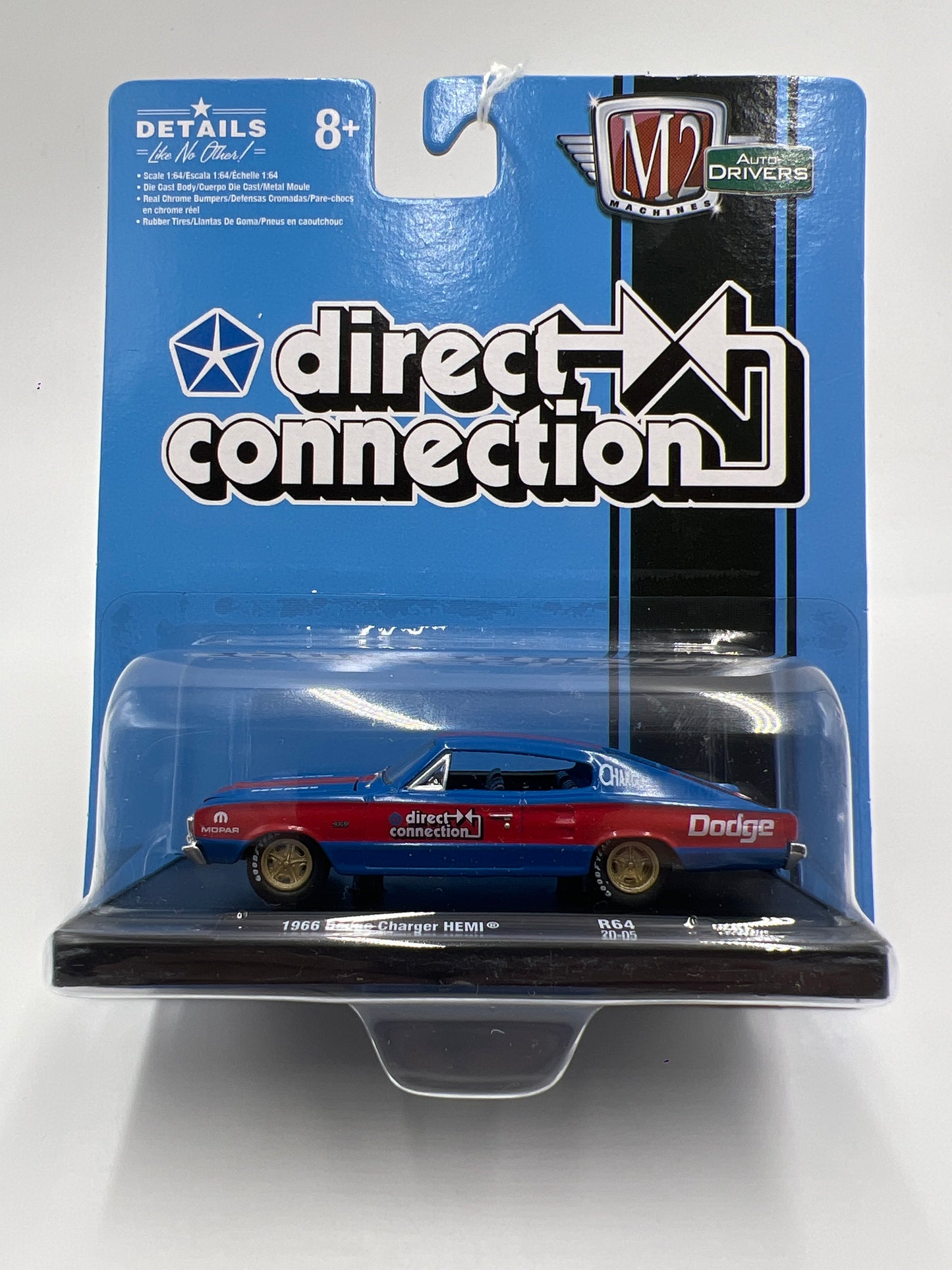 M2 Machines Auto-Drivers 1966 Dodge Charger Hemi Red/Blue Direct Connection R64 188H