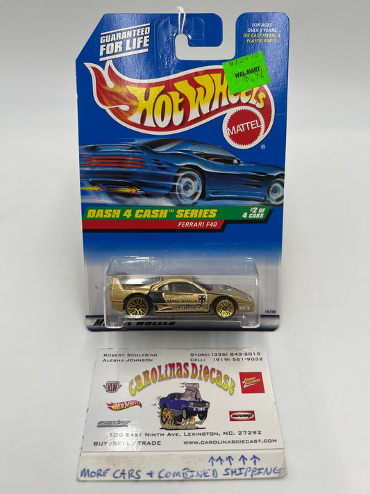 1998 Hot Wheels #722 Dash 4 Cash Ferrari F40 Gold