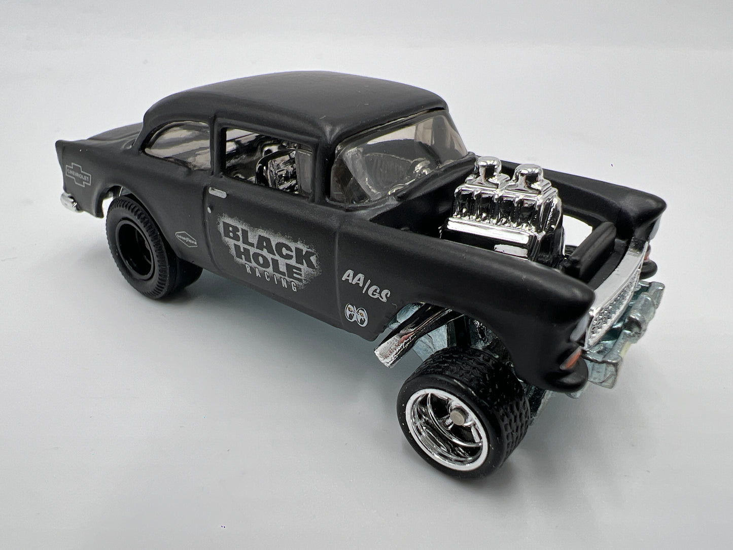 Hot Wheels 1/64 Premium Diorama Set 55 Chevy Bel Air Gasser Matte Black Hole Loose