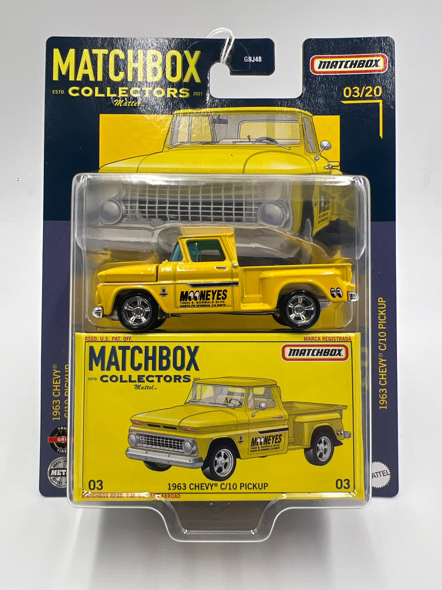 Matchbox Collectors #3 1963 Chevy C/10 Pickup Yellow Mooneyes