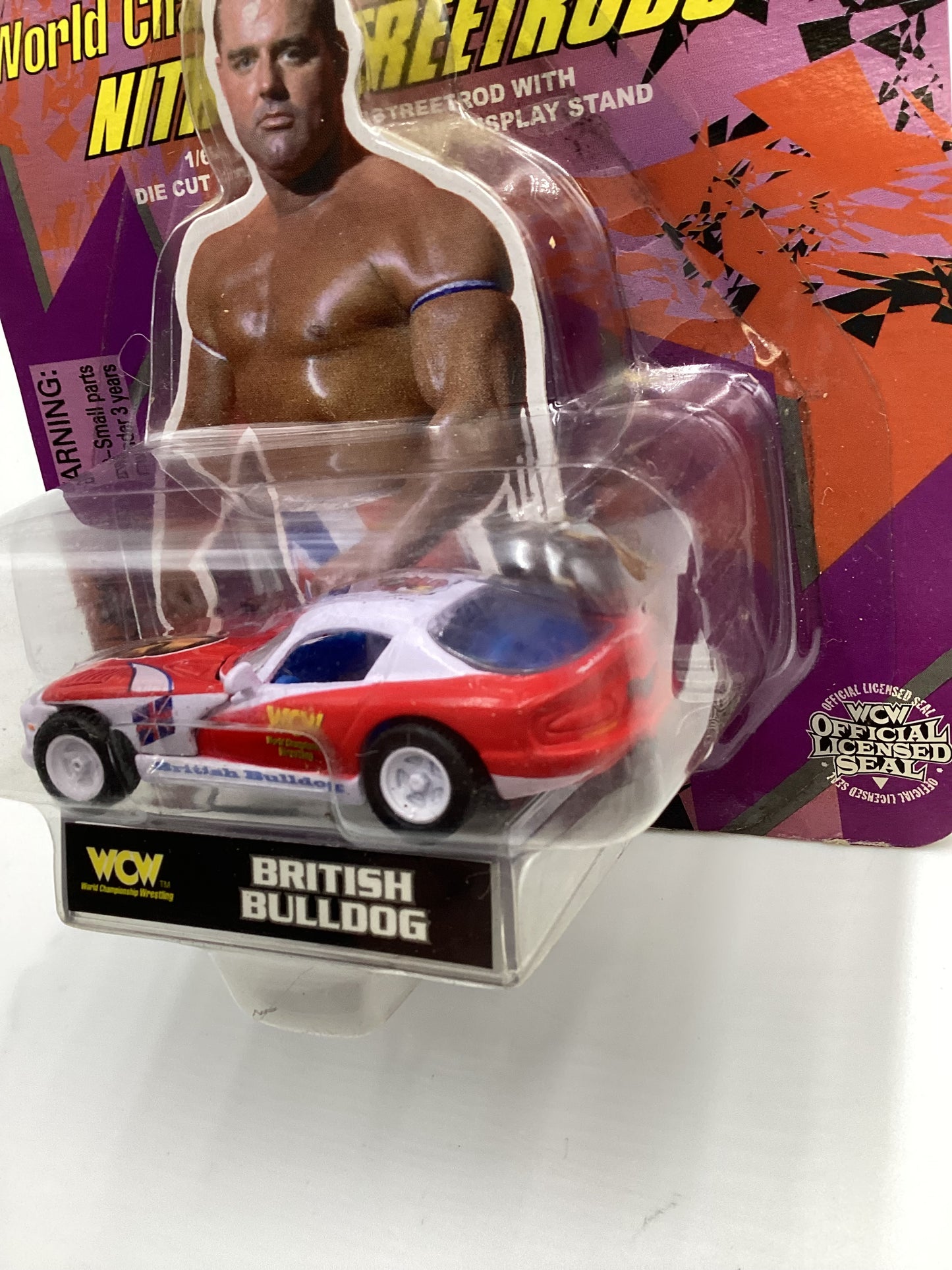 Racing Champions WCW Nitro Streetrods British Bulldog 96 Viper GTS White/Red *Cracked Blister* SR