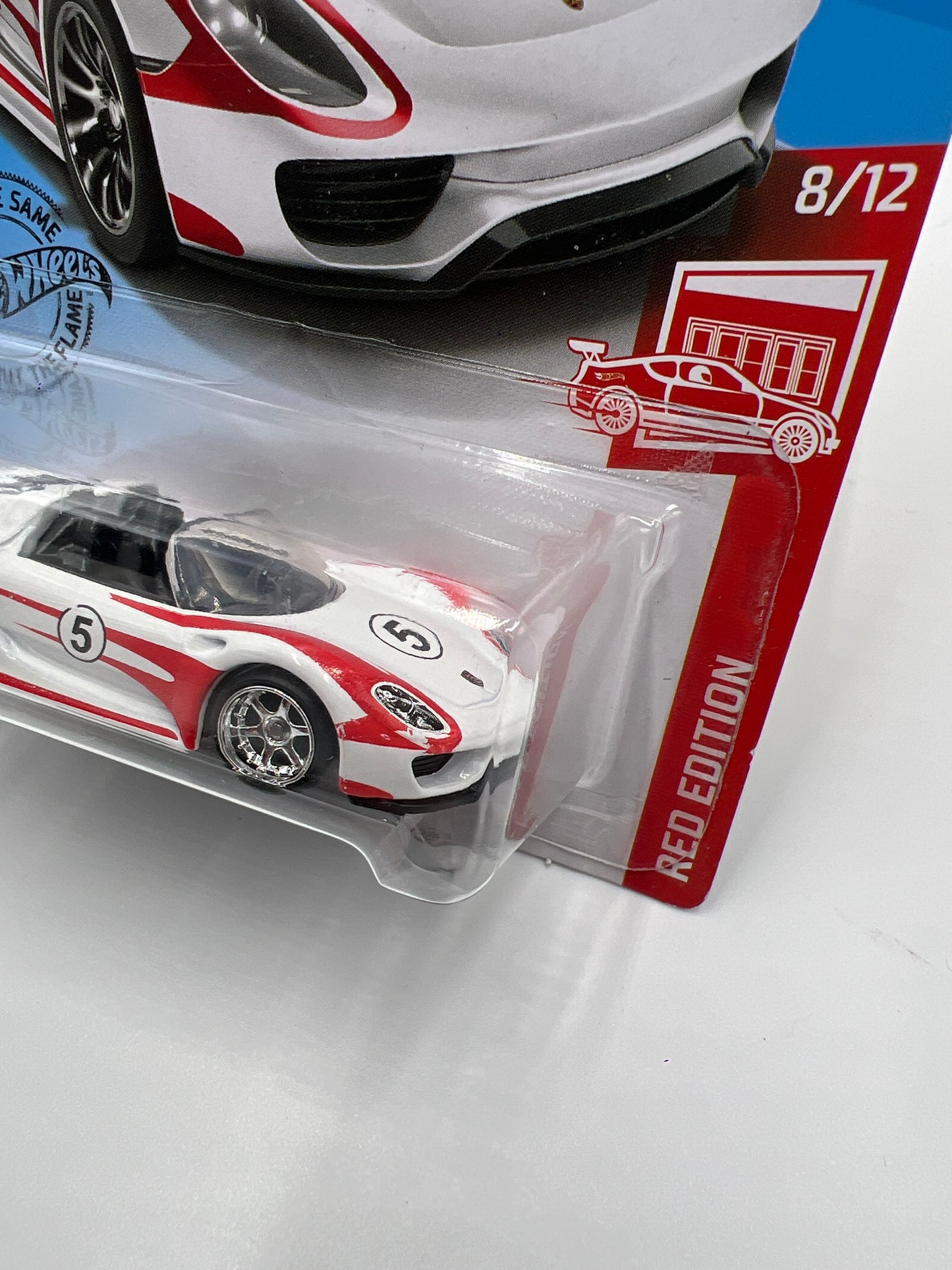 Hot Wheels Red Edition Porsche 918 Spyder White Wheel Swap Custom On Card W/Protector