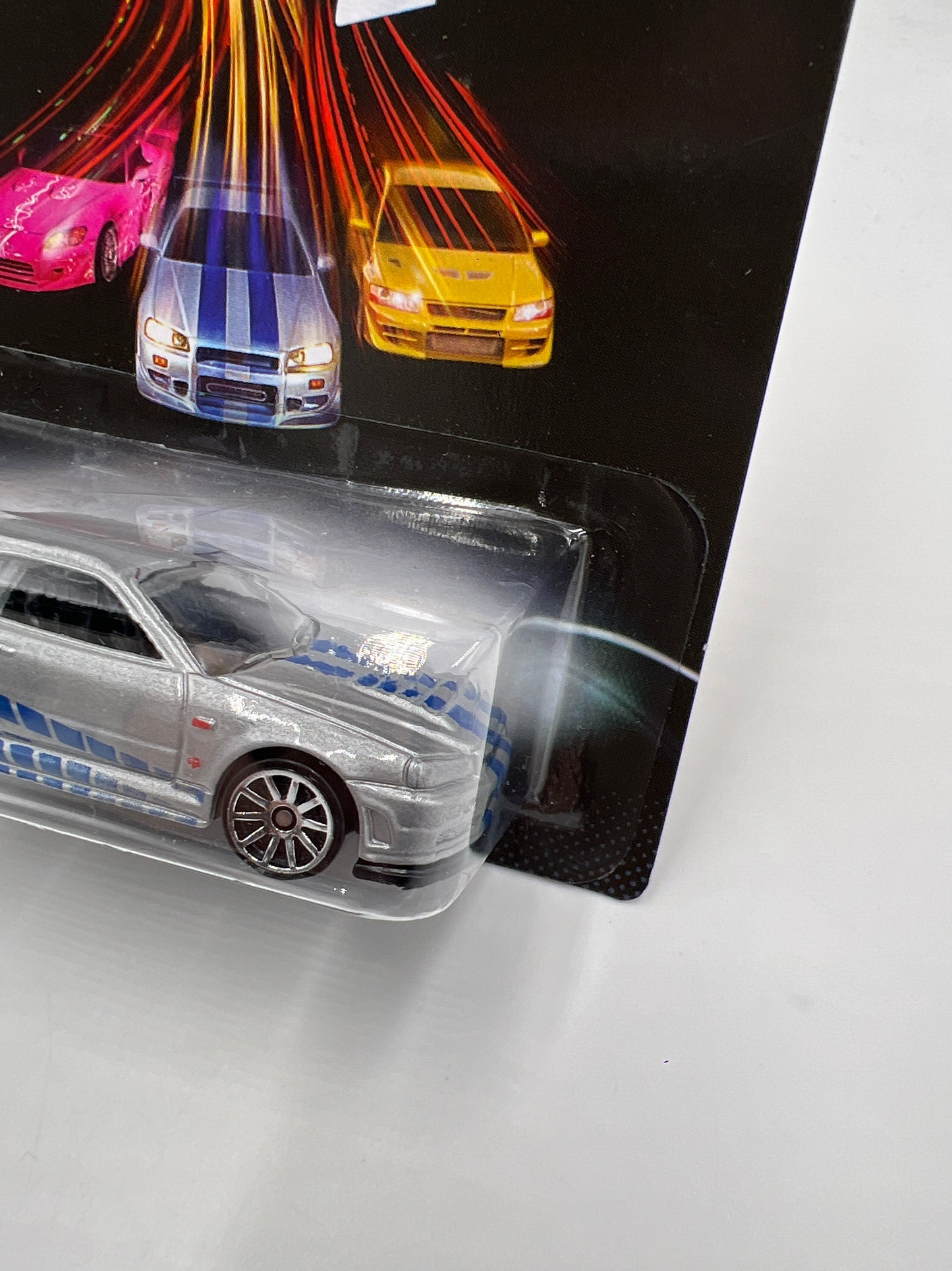 Hot Wheels Fast and Furious #3 Nissan Skyline GT-R R34 Silver VHTF Black Wing W/Protector