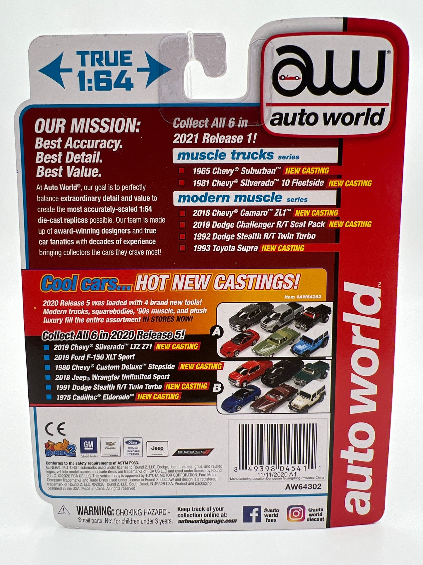 Auto World Modern Muscle Release 1 Version B 2018 Chevy Camaro ZL1 Red Hot Red 183E