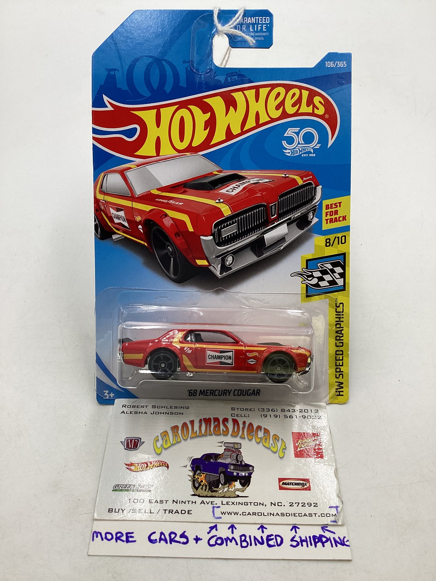 2018 Hot Wheels #106 Red 68 Mercury Cougar 36H