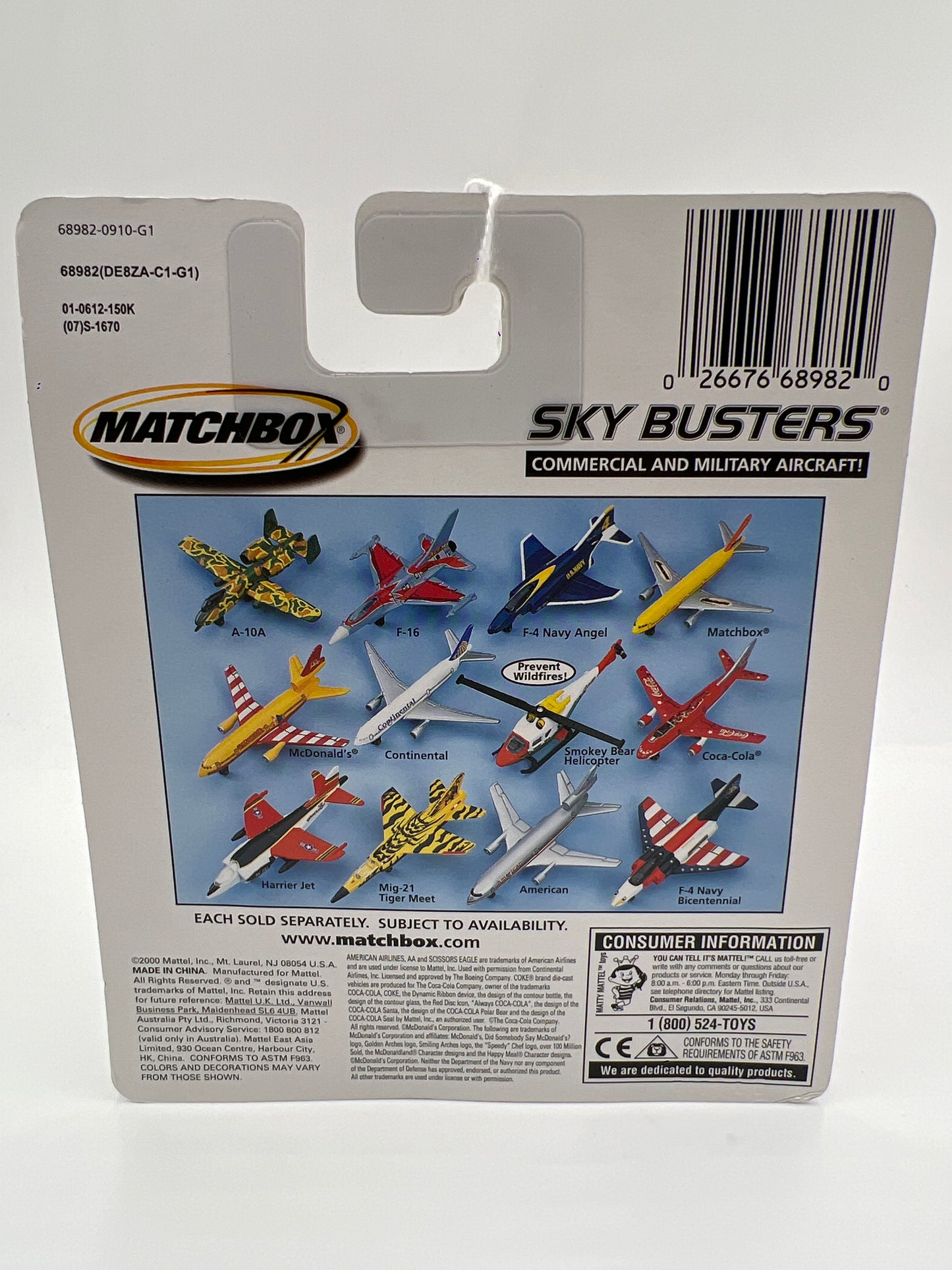 Matchbox Sky Busters DC-10 Continental #2 White TT2