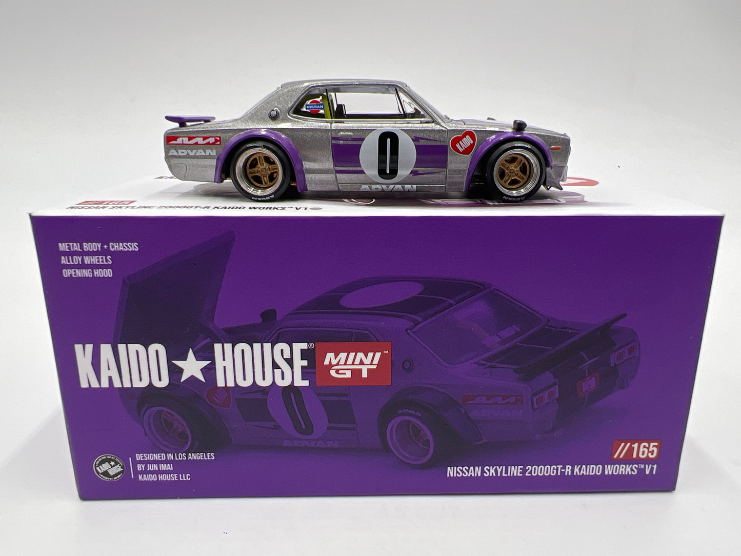 Mini GT Kaido House #165 Nissan Skyline 2000GT-R Kaido Works V1 Silver/Purple