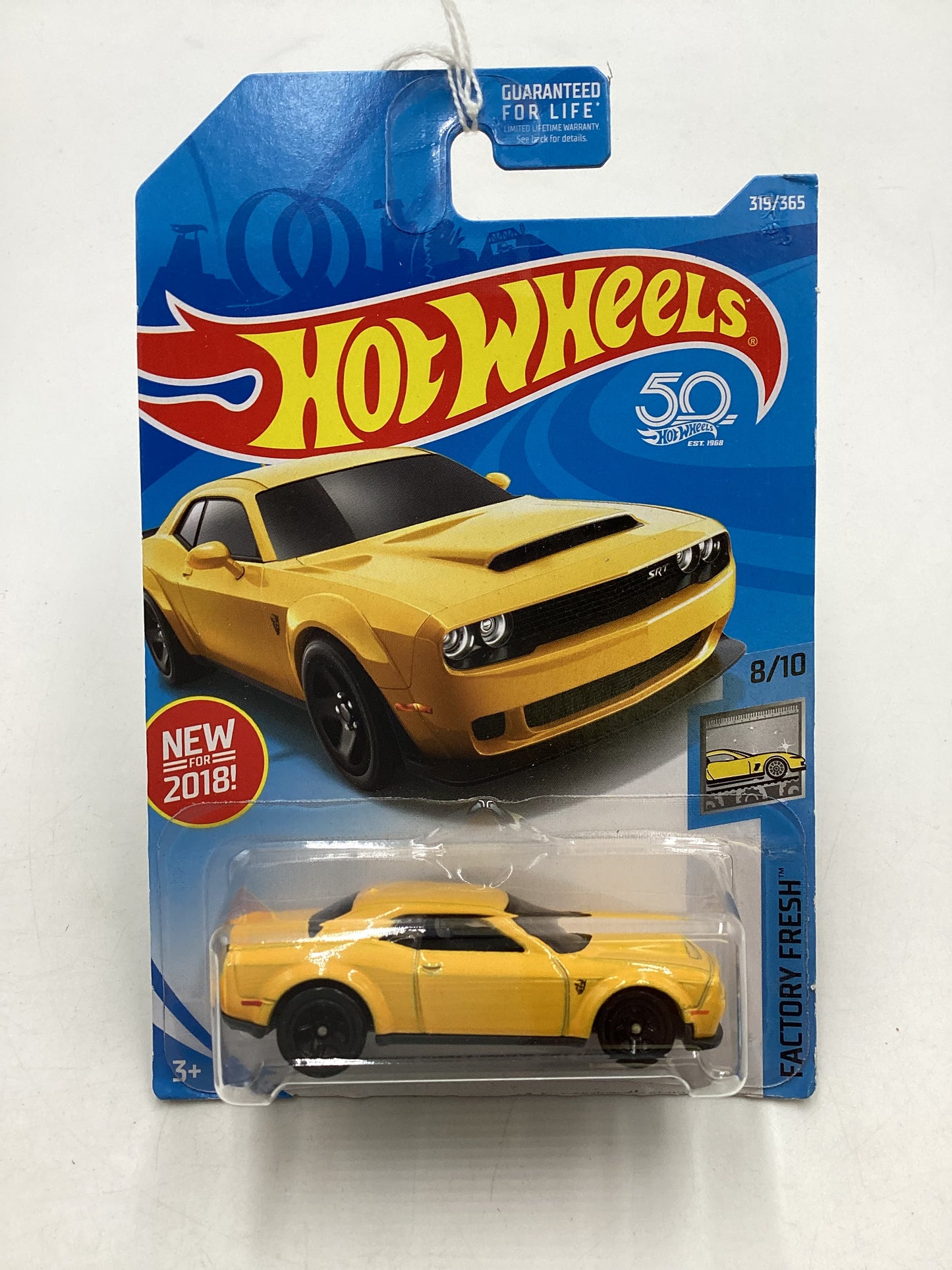 2018 Hot Wheels #319 Yellow 18 Dodge Challenger SRT Demon 44B