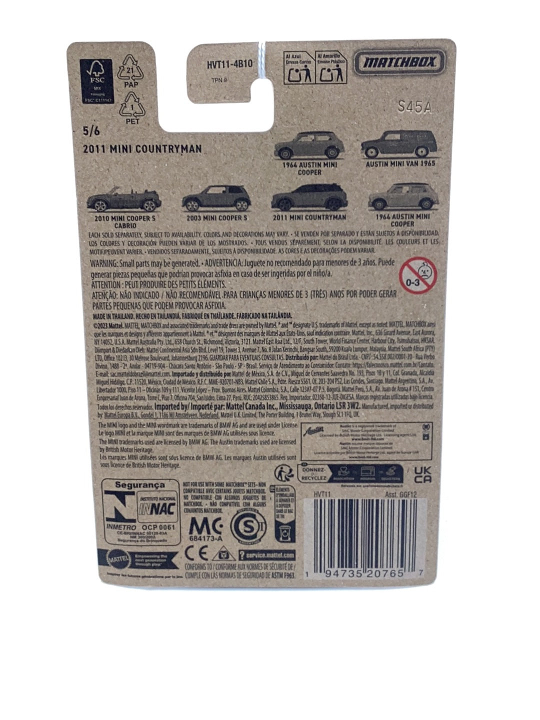 2024 Matchbox 2011 Mini Countryman 5/6 Walmart Exclusive 161N