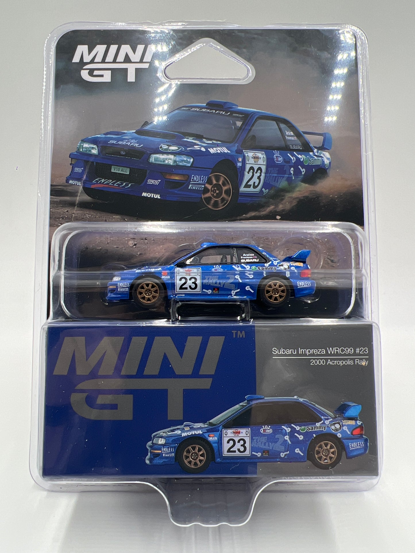 Mini GT #1078 Subaru Impreza WRC99 #23 2000 Acropolis Rally Blue 236D