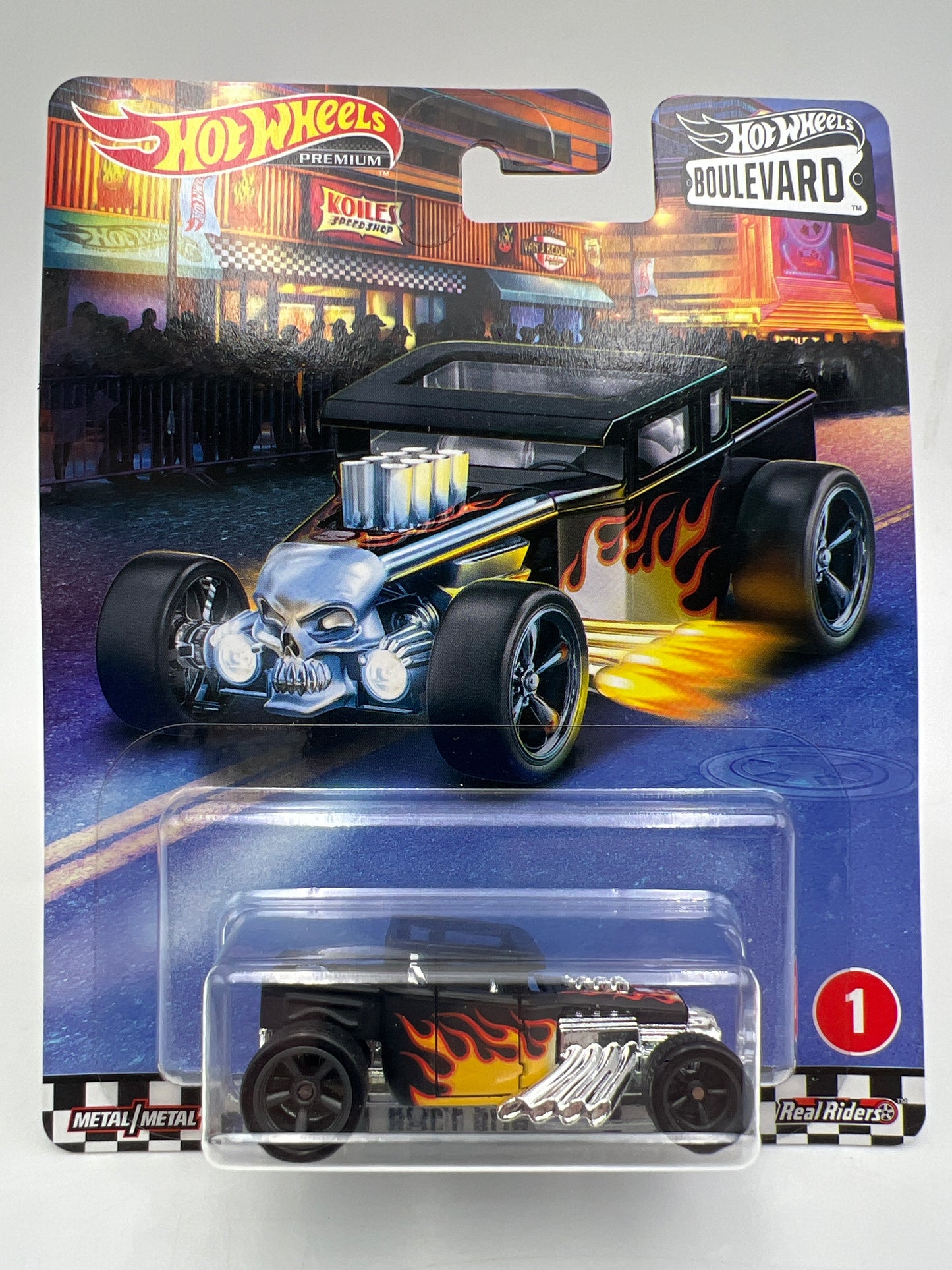 Hot Wheels Premium Boulevard #1 Bone Shaker Black W/Protector