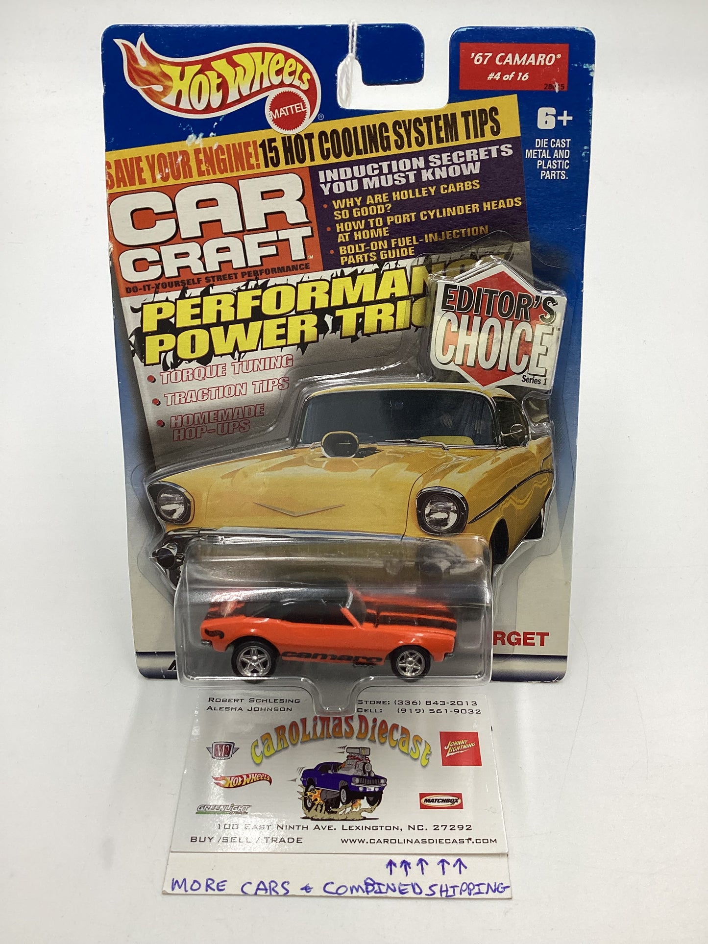 Hot Wheels Target Exclusive Hot Wheels Editors Choice Car Craft #4 67 Camaro Orange