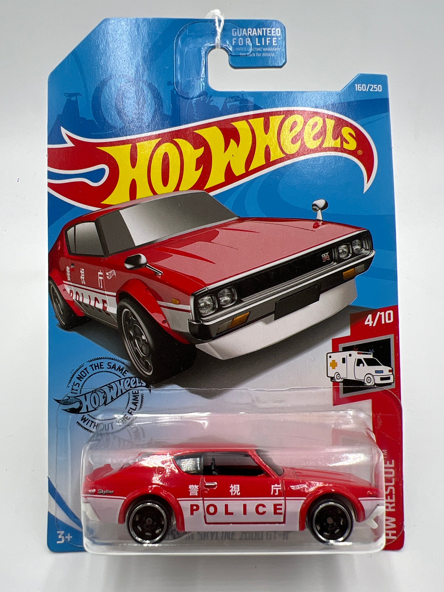 2019 Hot Wheels HW Rescue #160 Nissan Skyline 2000 GT-R Police Red/White 83B