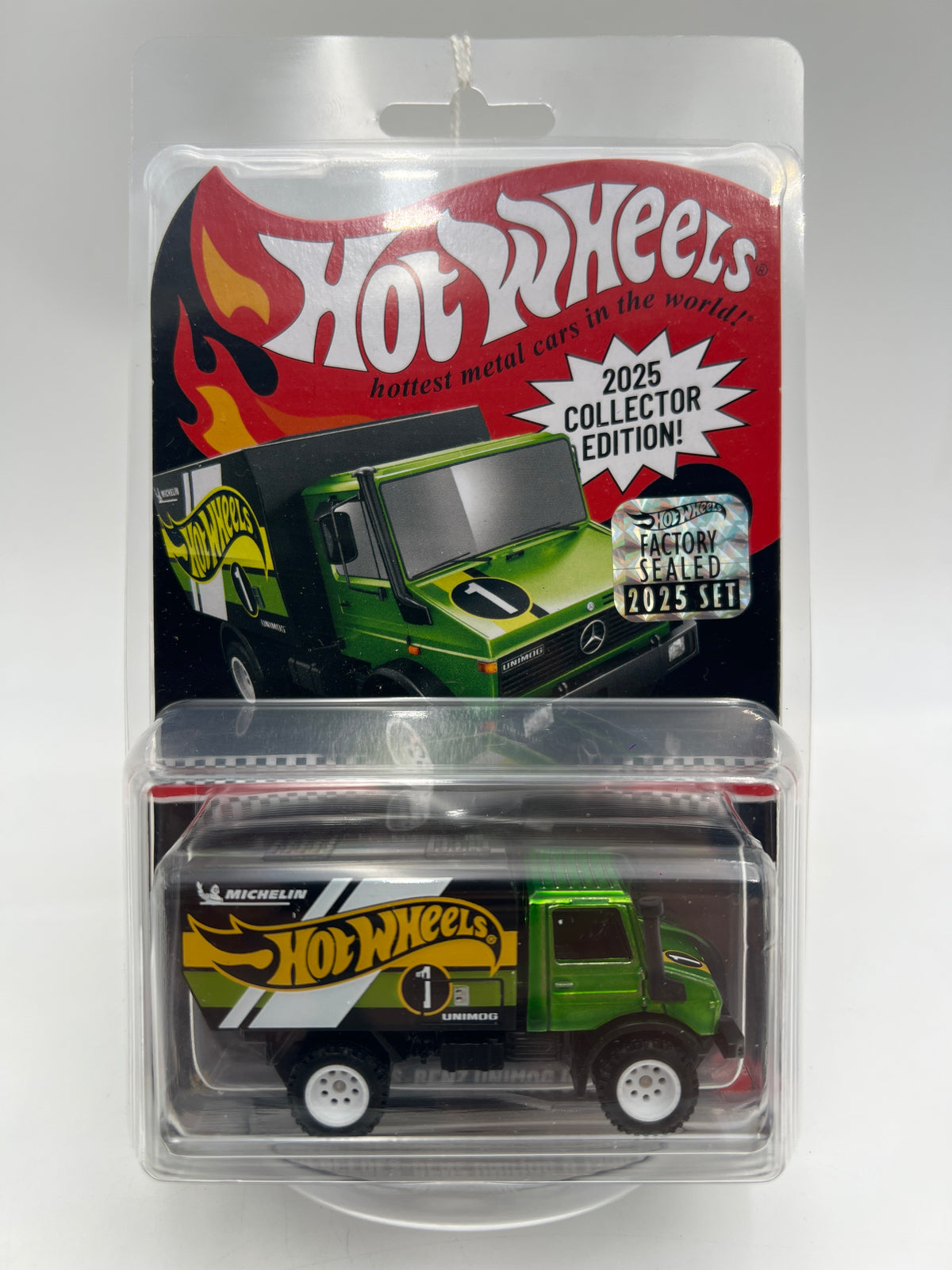 2025 Hot Wheels Factory Sealed Mail In #1 Mercedes-Benz Unimog U 1300L Green W/Protector