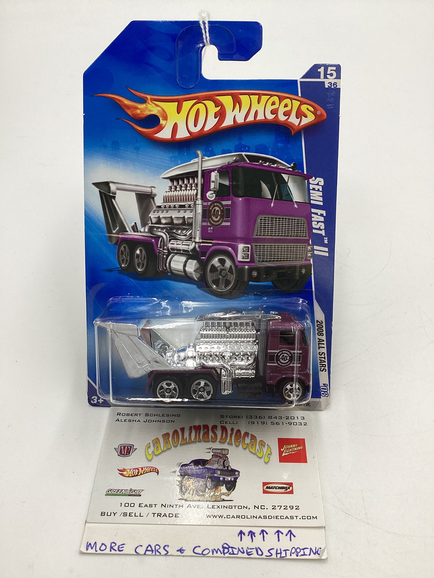 2008 Hot Wheels All Stars #55 Semi Fast II Purple AA1