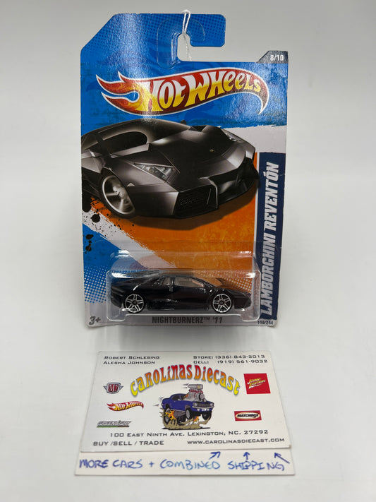 2011 Hot Wheels Nightburnerz #118 Lamborghini Reventon Black 101A