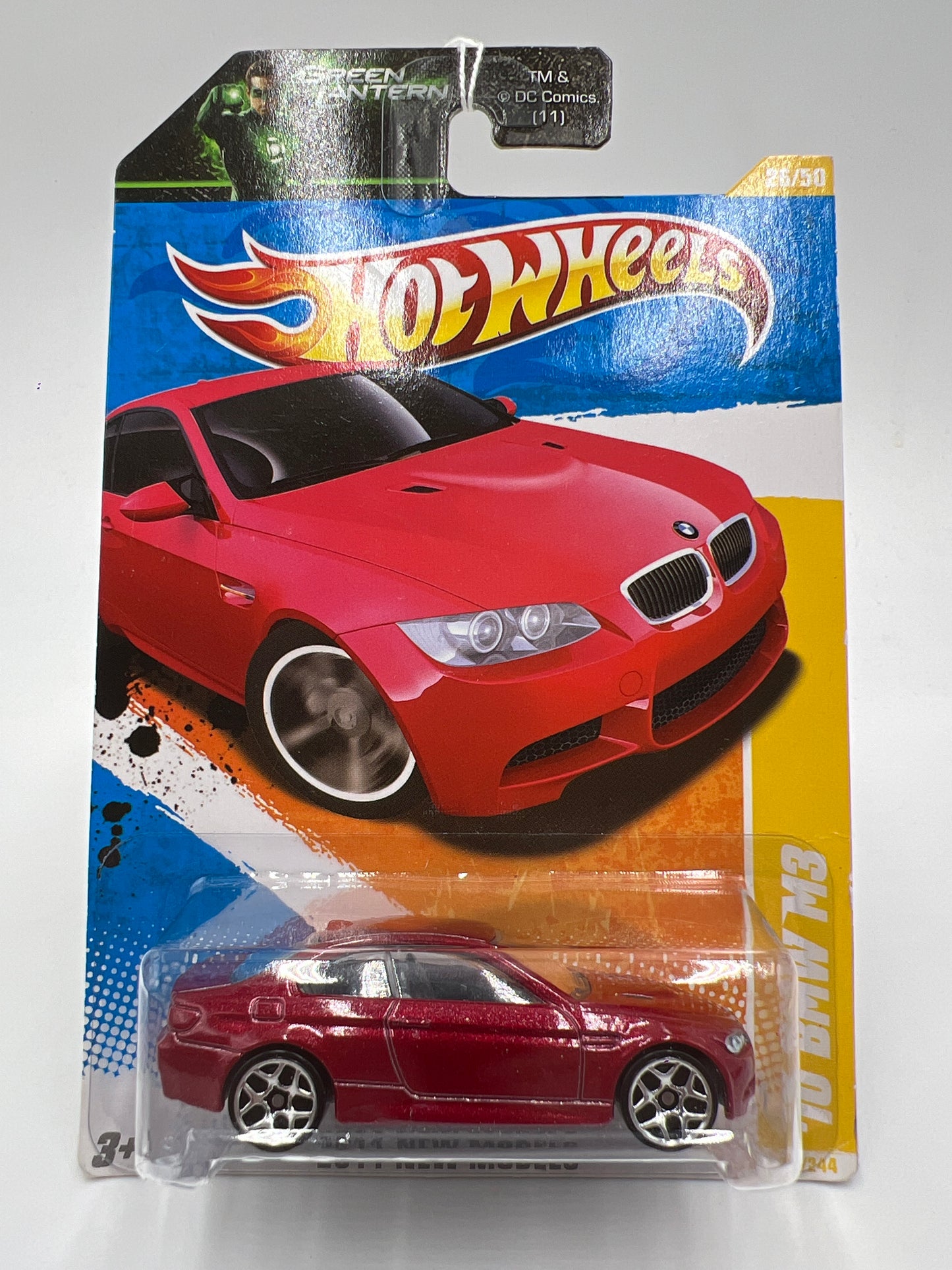 2011 Hot Wheels New Models #26 10 BMW M3 Red Green Lantern Card SR
