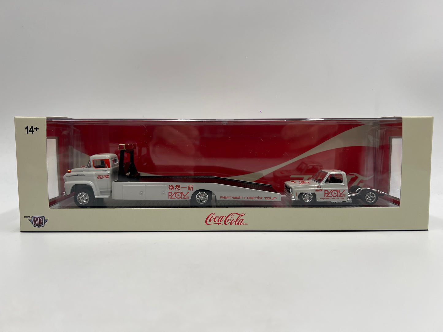 M2 Machines Auto Haulers TW43 Coca Cola 1958 Chevrolet Spartan LCF & 1976 GMC Sierra Grande 15 Custom
