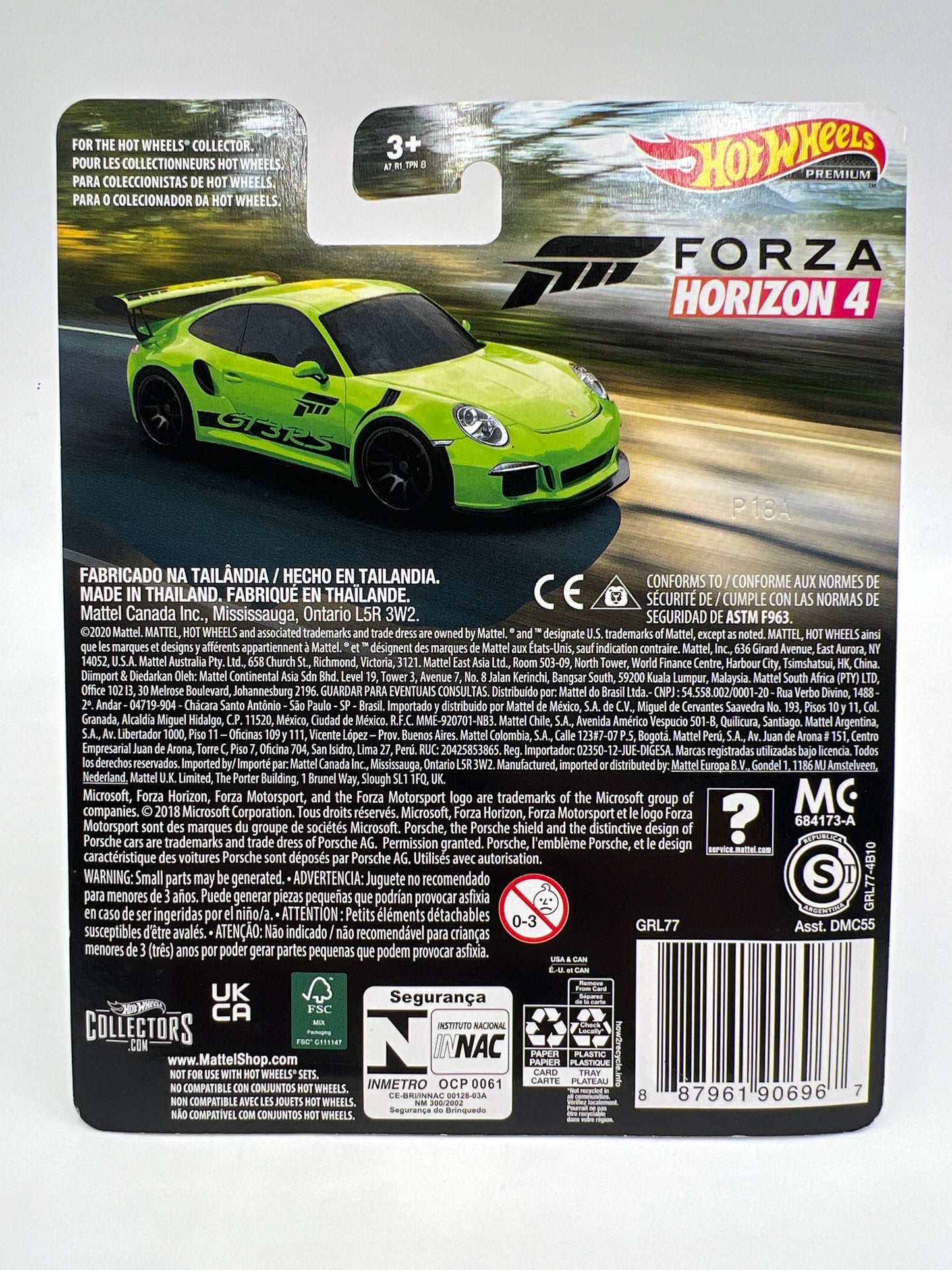 Hot Wheels Premium Forza Horizon 4 Porsche 911 GT3 RS Green W/Protector