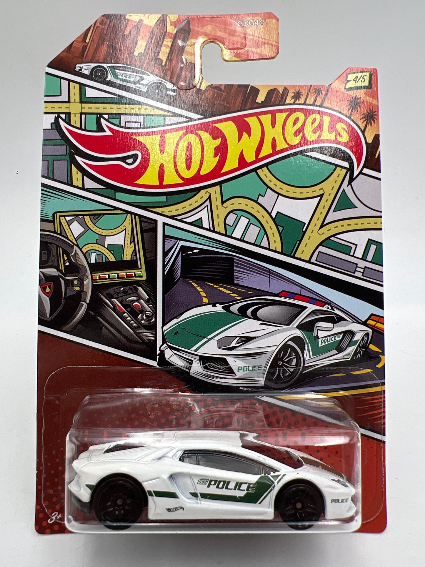 Hot Wheels Police Art Series #4 Lamborghini Aventador Coupe White 168F
