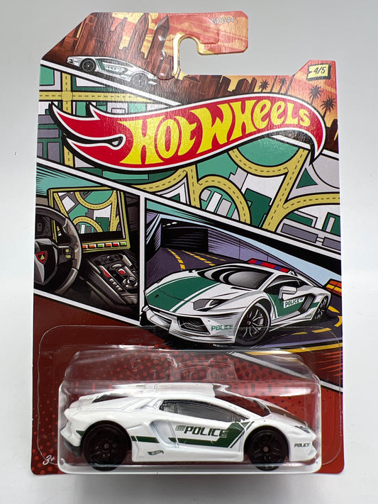 Hot Wheels Police Art Series #4 Lamborghini Aventador Coupe White 168F