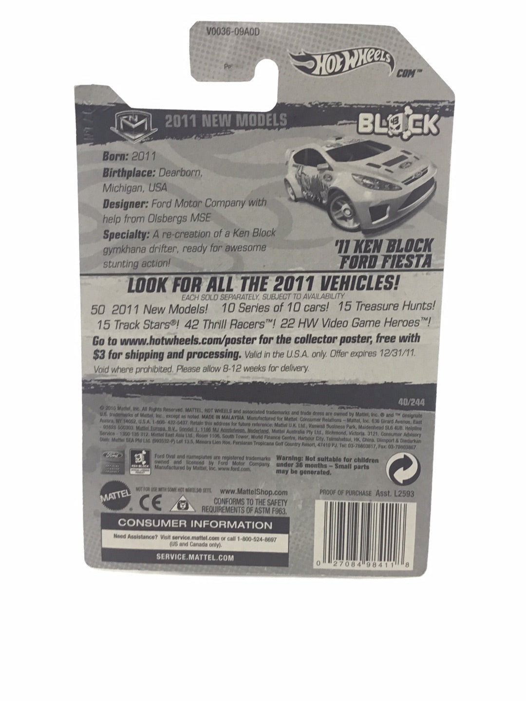 Hot Wheels '11 Ken high quality Block Ford Fiesta white and black