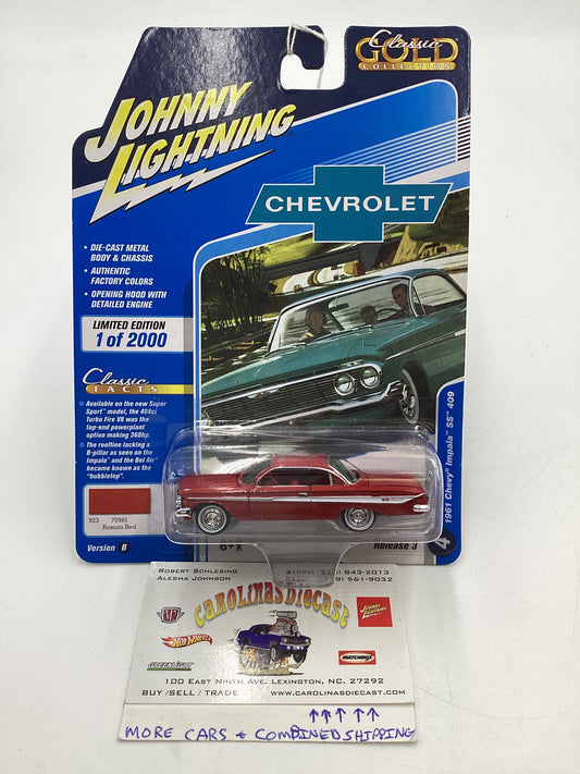 Johnny Lightning Classic Gold Collection Release 3 Version B 1961 Chevrolet Impala SS 409 Red 186F