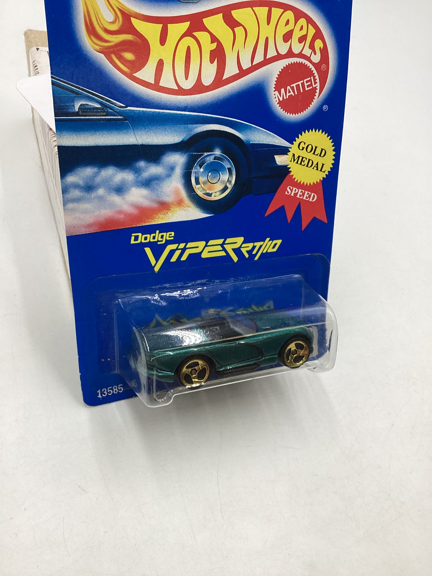 Hot Wheels Blue Card Collector No. 210 Dodge Viper R/T 10 Green 3SP Gold Wheels 240F