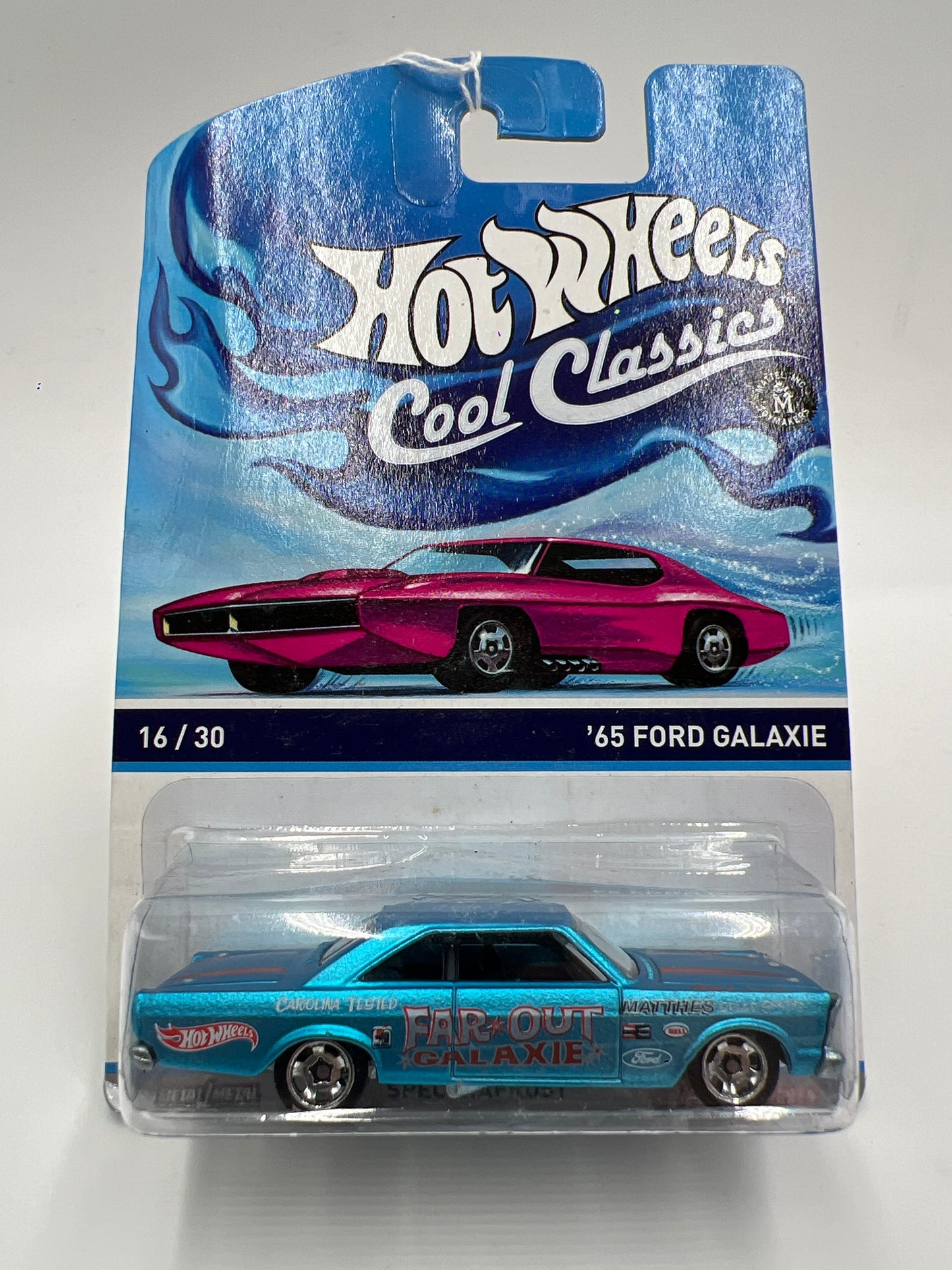 Hot Wheels Cool Classics #16 65 Ford Galaxie Spectrafrost Blue Bad Card SR