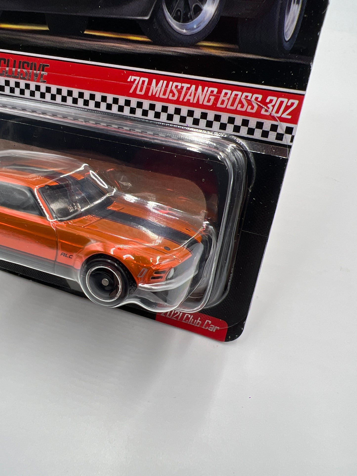 2021 Hot Wheels RLC Club Car 70 Mustang Boss 302 Orange Club In Protector W/Patch & Button