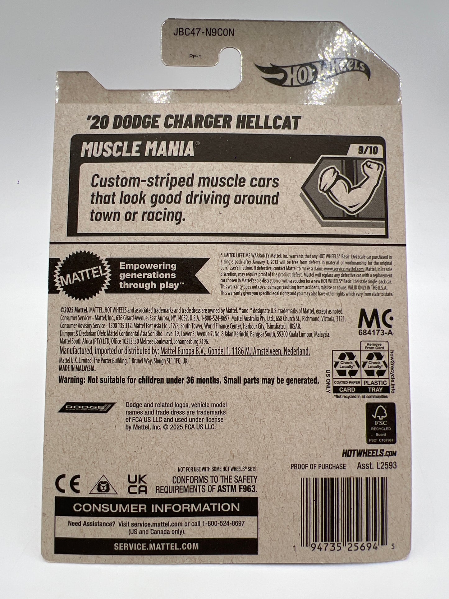 2025 Hot Wheels Factory Sealed Super Treasure Hunt #240 20 Dodge Charger Hellcat Pink W/Protector Cracked Blister