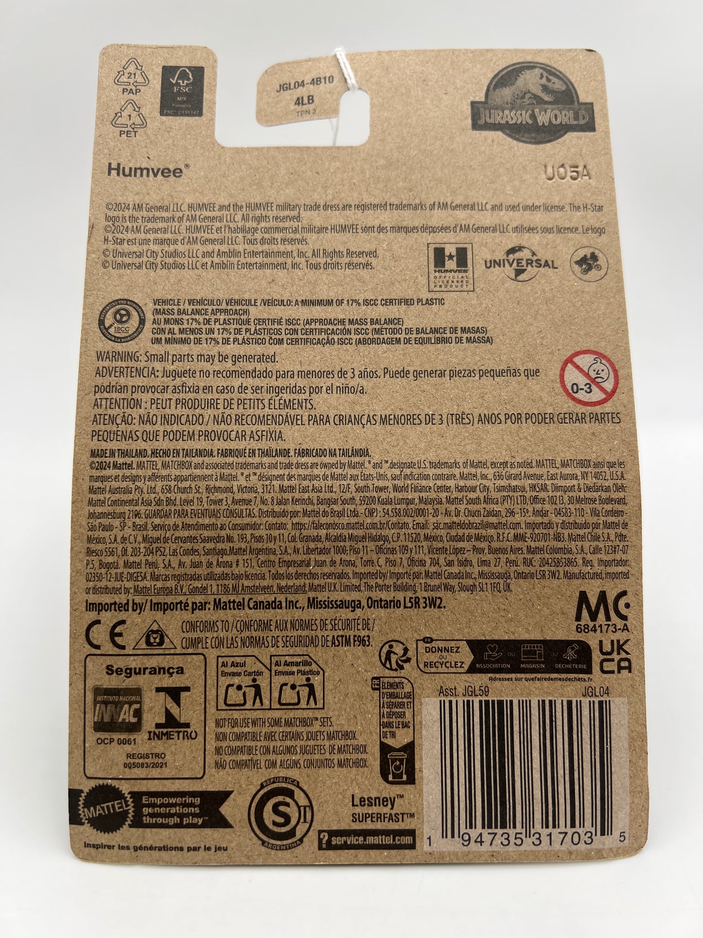 2025 Matchbox Jurassic World Rebirth Humvee Green 161R