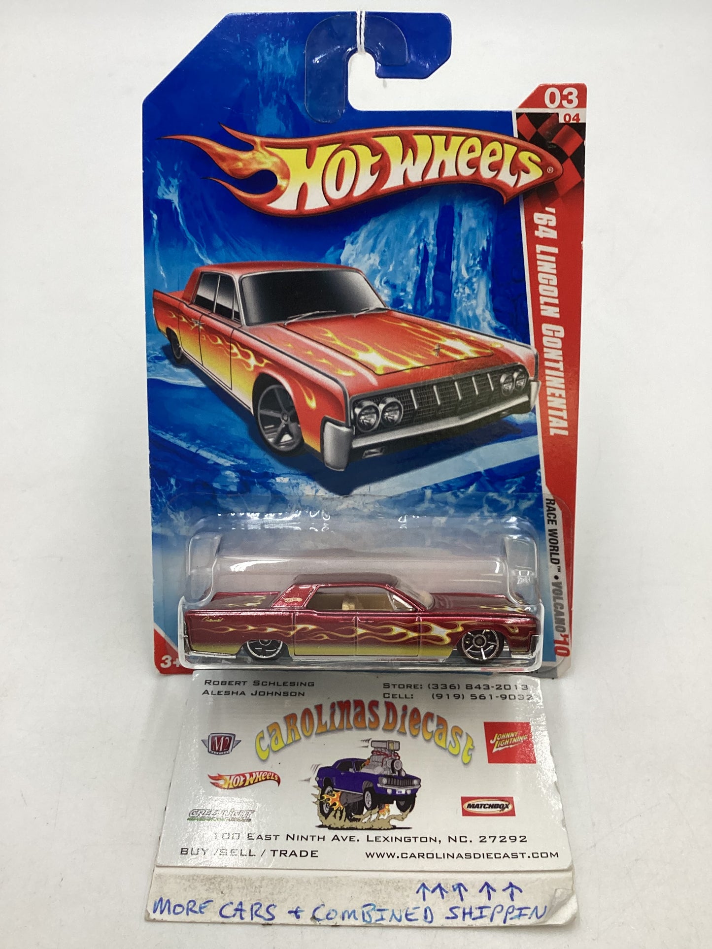 2010 Hot Wheels #209 Red 64 Lincoln Continental 45B
