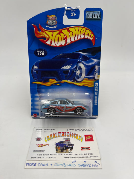 2003 Hot Wheels Collector #128 Porsche 911 GT3 Cup Light Blue 99D