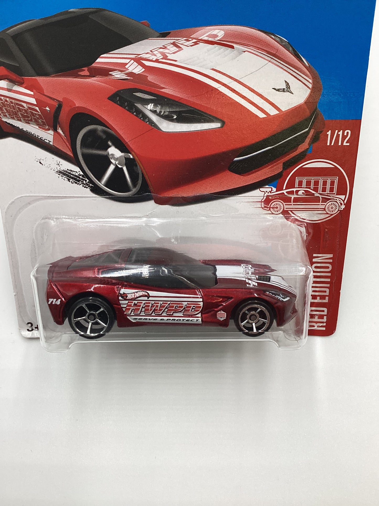 2017 Hot Wheels Target Red Edition #1 14 Corvette Stingray Red Cracked Blister 145G