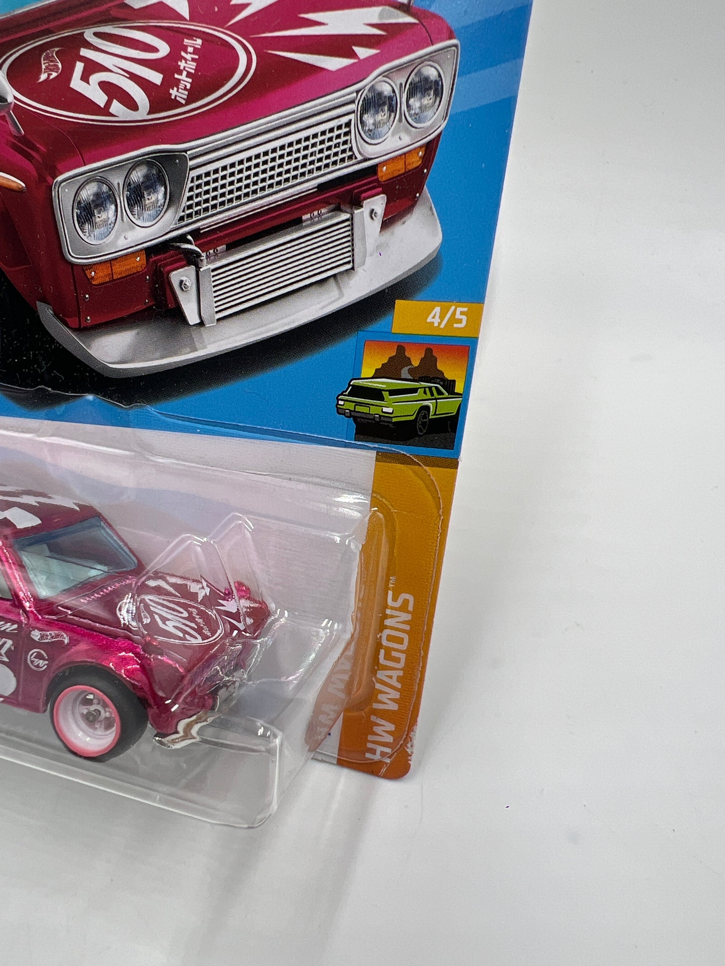 2023 Hot Wheels Super Treasure Hunt Intl Card #235 Datsun Bluebird Wagon 510 Pink W/Protector