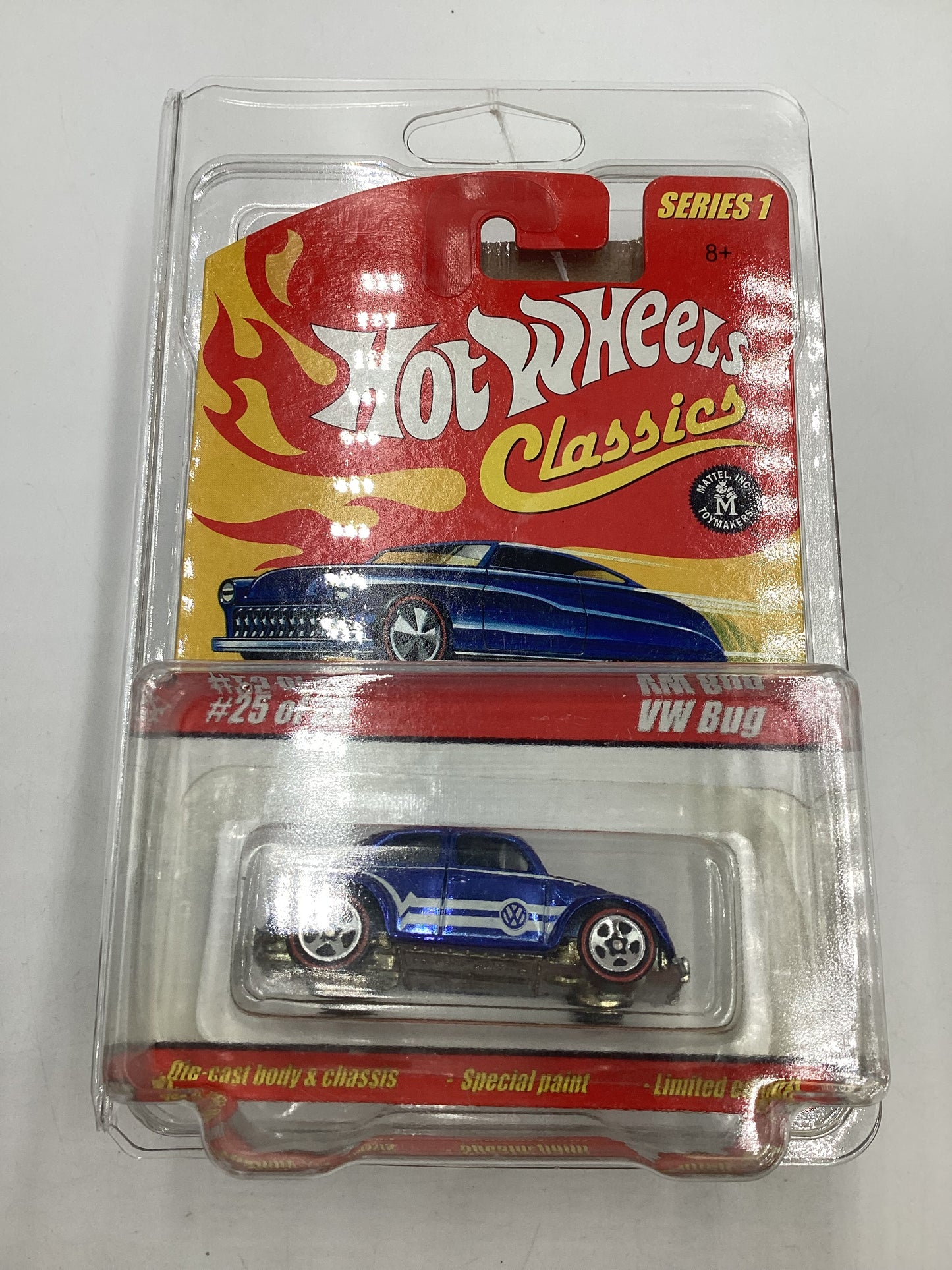 Hot wheels Classics series 1 #25 VW Bug Blue Rare Black Interior