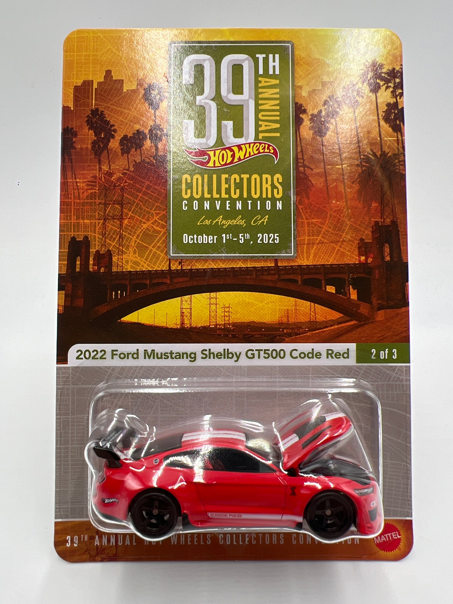 2025 Hot Wheels 39th Annual Collectors Convention LA #2406/6200 2022 Ford Mustang Shelby GT500 Code Red W/Protector