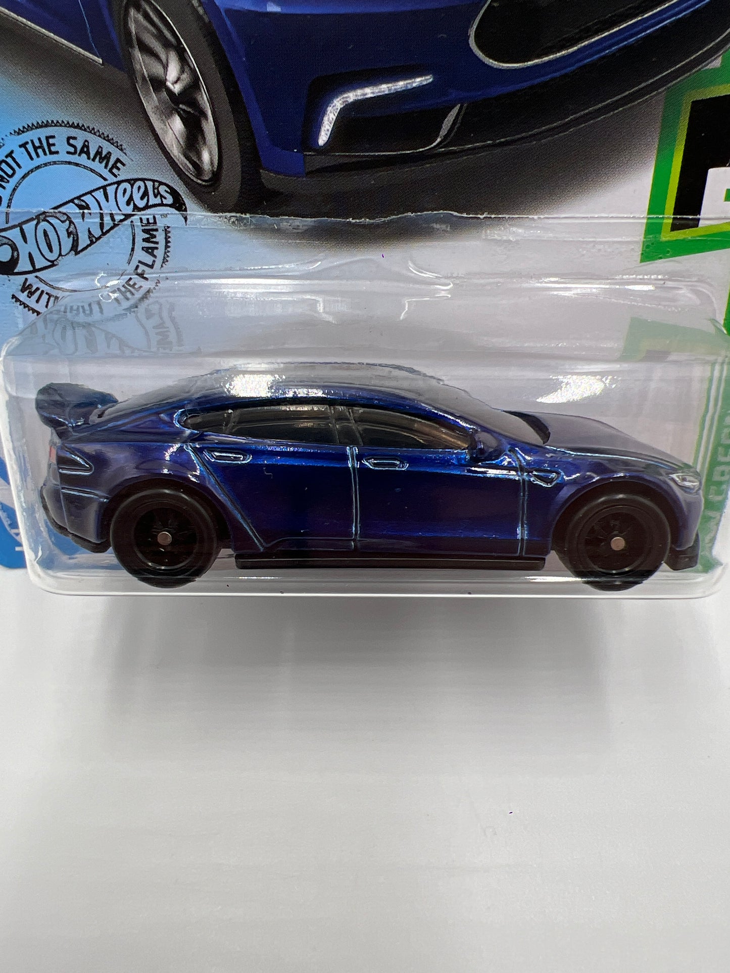 2019 Hot Wheels Super Treasure Hunt #226 Tesla Model S Blue W/Protector International Card