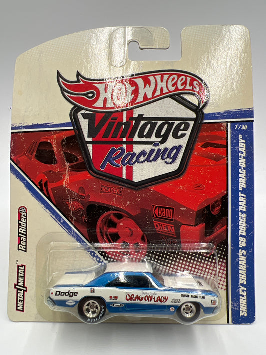 Hot Wheels Premium Vintage Racing #7 Shirley Shahans 68 Dodge Dart Drag-On-Lady W/Protector