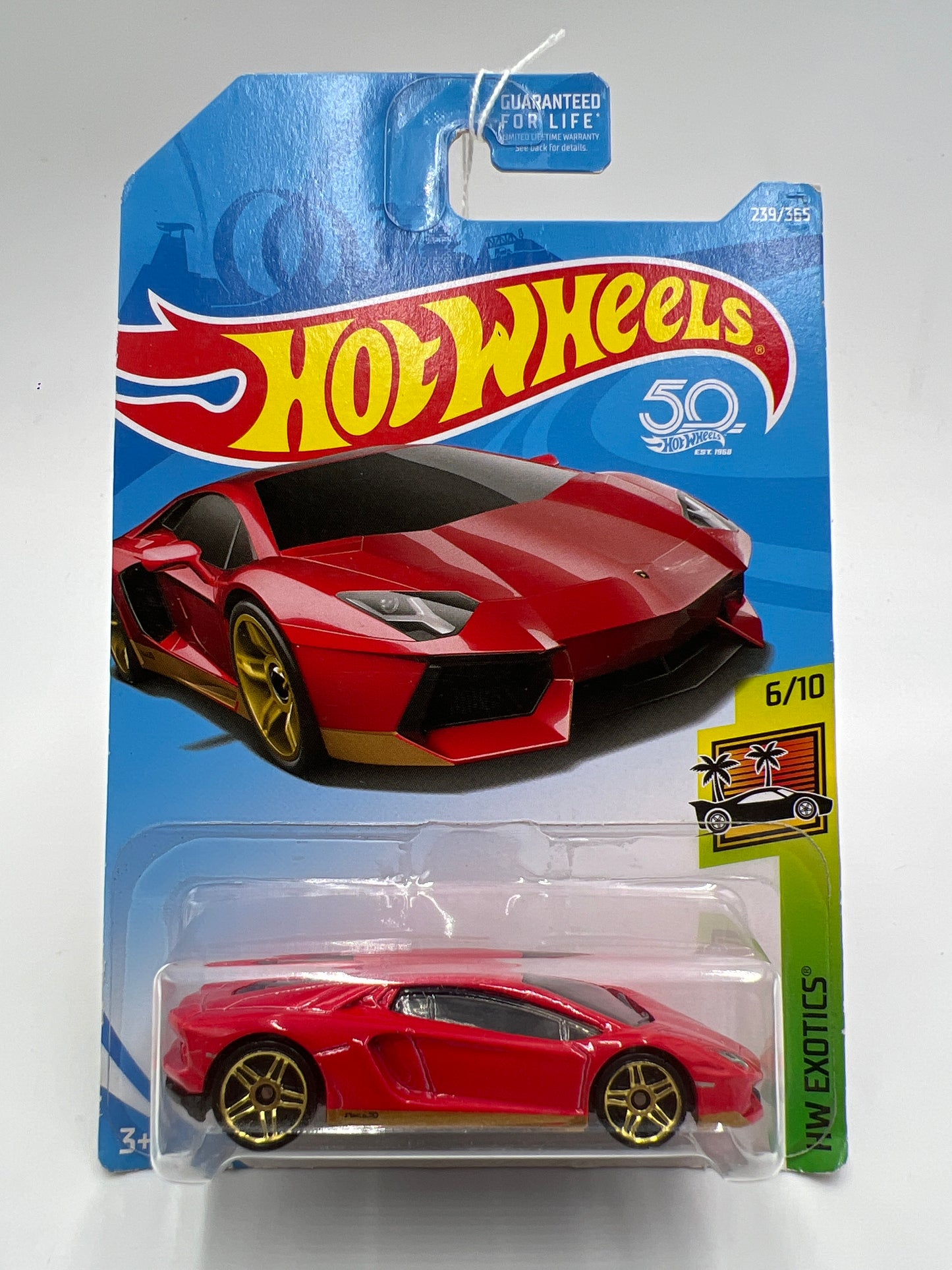 2018 Hot Wheels Exotics #239 Lamborghini Aventador Miura Homage Red 102B