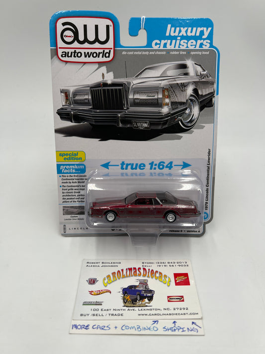 Auto World Ultra Red Chase Luxury Cruisers Release 6 Version A 1979 Lincoln Continental Lowrider W/Protector