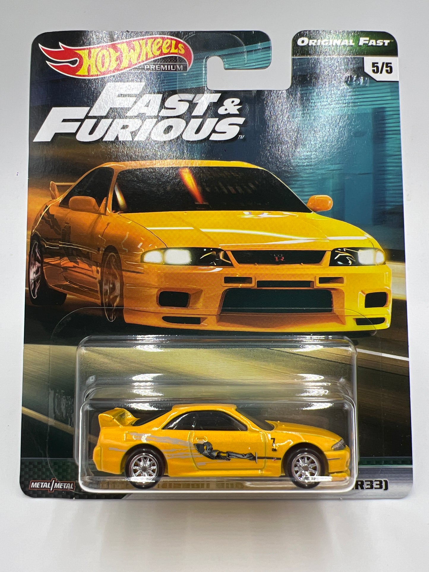 Hot Wheels Fast & Furious Original Fast #5 Nissan Skyline GT-R BCNR33 Yellow W/Protector