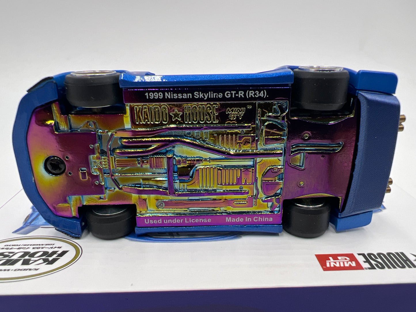 Mini GT Kaido House #158 Nissan Skyline GT-R R34 Kaido Works Shinjuku V2 Blue